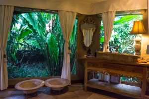 The bathroom of our tent at Sandat Glamping resort, Ubud