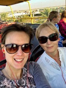 A selfie of my Mum and I on a bus tour in Dubai