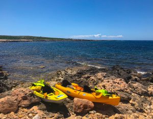 Kayaks at Illa de l'Aire, Menorca