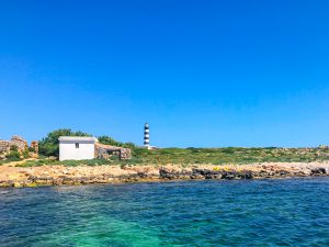 View of Illa de l'Aire from kayak, Menorca