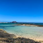 Playa Hoplaco, view of the beach in Corralejo, Fuerteventura