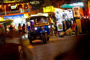 A tuk tuk on a street in Bangkok